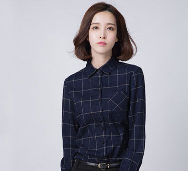 藏藍格子女襯衫 藏藍格子女襯衫