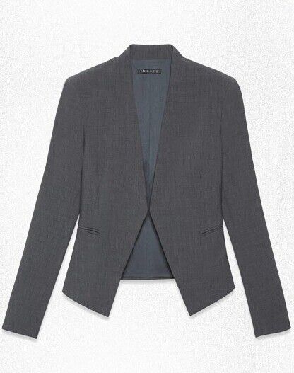 女士無領灰色西服定制 女士無領灰色西服定制